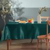 Homiest 1 Pack 60 x 102 Inches Satin Tablecloth Hunter Green Table Cover, Bright Overlay Table Cloth Silky Rectangle Table Decorations, Satin Dining Table Cloths for Wedding Reception Graduation view 3