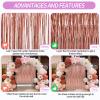 Crosize 2 Pack 3.3 x 9.9 ft Rose Gold Foil Fringe Backdrop Curtain, Streamer Backdrop Curtains, Streamers Birthday Party Decorations, Tinsel Curtain for Parties, Photo Booth Backdrops, Party Dcor view 3