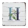 ArogGeld Monogram Initial H Blue Metal Sign Alphabet White Floral Metal Tin Sign Single Letter Wall Art Home Decor Wild Flower 10x10in Modern Wall Decor Art for Cafe Living Room Kitchen view 1