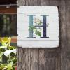 ArogGeld Monogram Initial H Blue Metal Sign Alphabet White Floral Metal Tin Sign Single Letter Wall Art Home Decor Wild Flower 10x10in Modern Wall Decor Art for Cafe Living Room Kitchen view 2