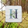 ArogGeld Monogram Initial H Blue Metal Sign Alphabet White Floral Metal Tin Sign Single Letter Wall Art Home Decor Wild Flower 10x10in Modern Wall Decor Art for Cafe Living Room Kitchen view 3