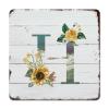ArogGeld Metal Sign Monogram Initial H Metal Tin Sign Alphabet Yellow Floral Home Wall Decoration Last Name Spring Floral 10x10in Country Plaque Tin Sign for Home Bar Coffee Man Cave Garage view 1