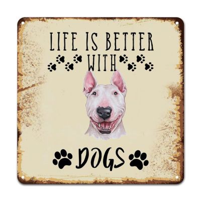ArogGeld Life is Better with Dogs Tin Sign Golden Retriever Dog Metal Wall Art Dog Animal Wall Art Home Decor 10x10in Antique Wall Art Decor for Bars Restaurants Cafes Pubs