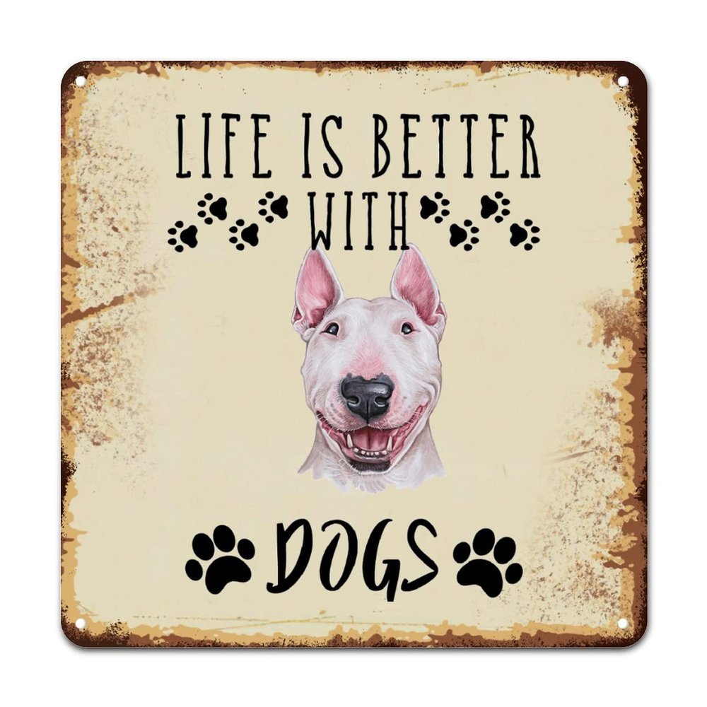 ArogGeld Life is Better with Dogs Tin Sign Golden Retriever Dog Metal Wall Art Dog Animal Wall Art Home Decor 10x10in Antique Wall Art Decor for Bars Restaurants Cafes Pubs