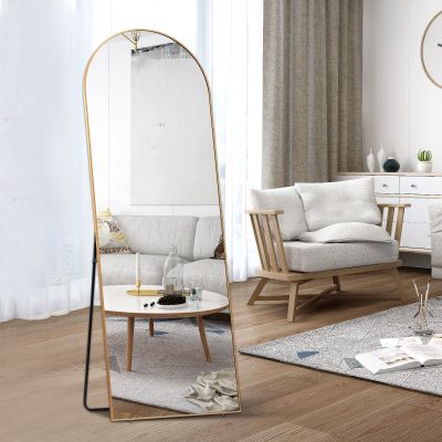 FORYILLUMI Floor Mirror, Arched Full Length Mirror Standing Hanging or Leaning Against Wall, Body Mirror for Bedroom, Wall-Mounted Mirror with Aluminum Alloy Frame, 65"x22"