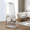 FORYILLUMI Floor Mirror, Arched Full Length Mirror Standing Hanging or Leaning Against Wall, Body Mirror for Bedroom, Wall-Mounted Mirror with Aluminum Alloy Frame, 65"x22" view 1