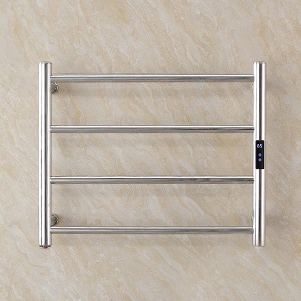 BEESOM Electric Towel Warmer with Timer, Heated Towel Warmer Rack, Wall Mounted Smart Constant Temperature Electric Towel Rack, Low Power Stainless Steel Heated Towel Rails,Bright-220V-Plug-in