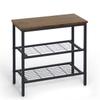 Fencer Wire 3-Tier Shoe Rack for Entryway, Mudroom Shoe Bench, Small Shoe Rack, Metal Shoe Shelf with Wood Board, Industrial Shoe Storage Table for Hallway, Living Room, Bedroom, Closet, Rustic Oak view 1