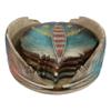 1 Set of Rustic Western Indian Turquoise Eagle Feather Coaster Holder W/ 4 Round Coasters view 2
