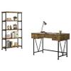 Coaster Home Furnishings - Analiese - Metal and Wood - 2-Piece Computer Desk and Bookcase Set with Three Storage Drawers, Four-Shelf Bookcase - Farmhouse - Home Office - Rustic Nutmeg - 801541-S2 view 1