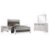 Coaster Home Furnishings Barzini Modern Classic 4-Piece Bedroom Set Leatherette Upholstered California King Size Panel Bed Frame 56-inch Headboard White 205891KW-S4 view 1