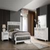 Coaster Home Furnishings Barzini Modern Classic 4-Piece Bedroom Set Leatherette Upholstered California King Size Panel Bed Frame 56-inch Headboard White 205891KW-S4 view 2