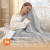 Bedsure GentleSoft Heated Blanket Throw - Soft Ribbed Flannel Electric Blanket, Heating with 6 Time Settings (Up to 10H), 6 Heat Settings & 8Hr Timer Auto Off, Gifts for Grandma (50"x60", Light Grey) view 3