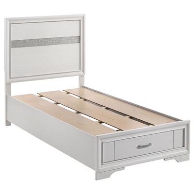 Coaster Home Furnishings Miranda Contemporary 4-Piece Bedroom Set Twin Size Storage Panel Bed Frame 50-inch Headboard White 205111T-S4