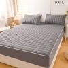 FCLDESHOP Easy Care Bedding,Brushed Quilted Printed Fitted Sheet, Solid Non Slip Mattress Protector PillowcaseSuitable for All Seasons,Grey,150 * 200cm view 1
