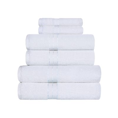 BLUENILEMILLS Turkish Cotton Luxury Towels, Ideal for Master Bath, Guest Bathroom, Fast Drying, Shower, Spa, Face/Washcloths, Hand, Bath Towels, Absorbent, Home Basics, 6 Piece Towel Set, White