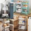 Clear Bathroom Cart Organizer, Storage Rolling Cart with Wheels, 85x36x44cm, Easy to Assemble, Easy Storage, Easy to Move, for Kitchen, Bathroom, Laundry, Narrow Places view 4