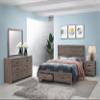 Coaster Home Furnishings Brantford Farmhouse 4-Piece Bedroom Set Eastern King Size Storage Panel Bed Frame 49-inch Headboard Barrel Oak 207040KE-S4 view 2