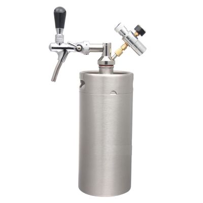 RGWYGCG Portable Draft Keg System Stainless Steel Keg Mini Keg Draft System Stainless Steel Portable Mini Keg Dispenser Pressure Regulator Craft Beer Draft Home Brew,3.6L
