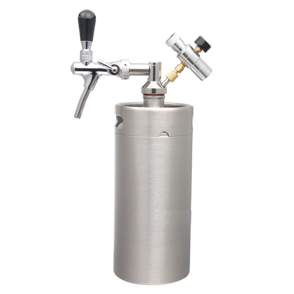 RGWYGCG Portable Draft Keg System Stainless Steel Keg Mini Keg Draft System Stainless Steel Portable Mini Keg Dispenser Pressure Regulator Craft Beer Draft Home Brew,3.6L