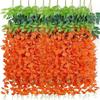 Artificial Flowers 3.75 Feet Wisteria Garland Realistic Silk Wisteria Vine for Wedding Party Garden Wall Decoration, Set of 6, Orange view 1