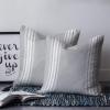 YOKOU Throw Pillow Case Square Satin Cushion Cover, Gray Stripes Modern Art Farmhouse Decoration Pillowcase for Sofa Couch Living Room Bedroom, 1 Pack 18" x 18" view 2