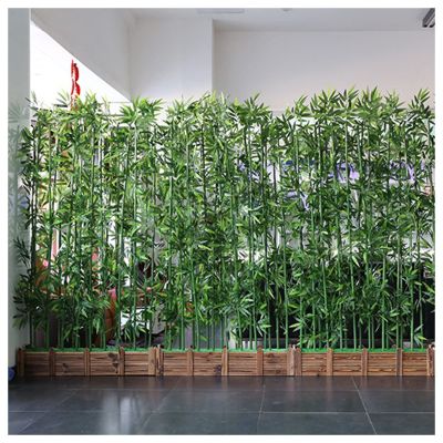 3.2 4.9 5.9 feet Height Artificial Bamboo Barrier Partition Room Divider Screen, Internal Decor External Landscaping Green Simulation Plants, Wood Base ( Color : 1.8m Tall , Size : 90x18x18.5cm-16 Pol