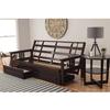 HomeStock Asian Allure Fusion Futon Wood Frame Classic Style with Mission Style Arms with Solid Pattern with Foldable Feature for Lounge Room with Tight Back Espresso/Full Frame with Drawers view 1
