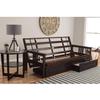 HomeStock Asian Allure Fusion Futon Wood Frame Classic Style with Mission Style Arms with Solid Pattern with Foldable Feature for Lounge Room with Tight Back Espresso/Full Frame with Drawers view 2
