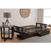 HomeStock Asian Allure Fusion Futon Wood Frame Classic Style with Mission Style Arms with Solid Pattern with Foldable Feature for Lounge Room with Tight Back Espresso/Full Frame with Drawers view 3