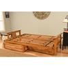 HomeStock Asian Allure Fusion Futon Wood Frame Classic Style with Mission Style Arms with Solid Pattern with Foldable Feature for Lounge Room with Tight Back Espresso/Full Frame with Drawers view 4
