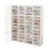 YIPONYT Large Shoe Organizers Storage Box,4 * 12 Pack Shoe Boxes Clear Plastic Stackable,Middle Removable Without Baffle Combination,Dust And Moisture Resistant Stackable Shoe Cabinet(White) view 1