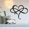 AOOLVY Infinity Heart Wall Decor, Unique Infinity Heart Metal Art Wall Decor Love Sign Steel Wall Plaques Bedroom Ornaments for Home Wedding Decor, Room Living Room Decoration (Black, 23.6x20.6inch) view 2