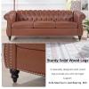 84.56'' Classic Tufted Sofa PU Leather Couch 3-Seat Sofa with Rolled Arm, Comfortable Removable Cushion, Sturdy Solid Frame, Weight Capacity 660 LBS, Easy to Clean, Simple Elegance Style Sofa, Brown view 3