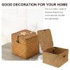 IMIKEYA Seaweed with Lids: Woven Seagrass Storage Woven Basket Straw Rattan Storage Basket Storage Basket Bin Container Organizer for Shelf Desktop 6.5 inch view 2