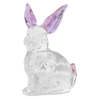 HXSCOO Rabbit Glass Animal Bunny Statue Crystal Transparent Figurines Figurine Sculpture Figure Ornaments Garden Home Decoration (Color : Pink)