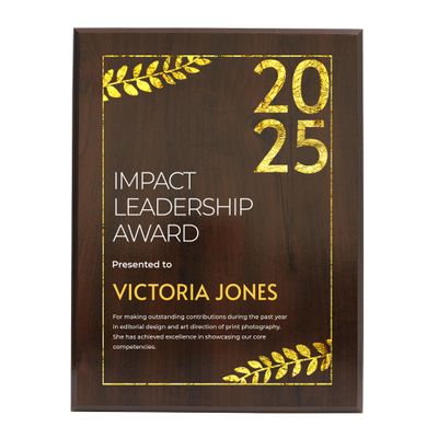 9" x 12" Custom Wall Plaque for Awards and Recognition, High Gloss Cherry Finish Plaque With Keyholed Back For Vertical and Horizontal Hanging, Personalized Plaque for Office Wall Decor (Design D)