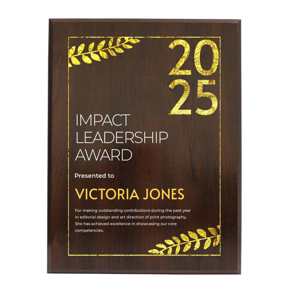 9" x 12" Custom Wall Plaque for Awards and Recognition, High Gloss Cherry Finish Plaque With Keyholed Back For Vertical and Horizontal Hanging, Personalized Plaque for Office Wall Decor (Design D)