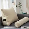 BAHULA Reading and TV Pillow, Back Wedge Cushion Pillow with Adjustable Neck Pillow, Home Bedrest Reading Pillow, Back Support Pillow, Bed Rest Cushion, Bed Wedge Pillow,Beige,60x50x20cm view 2