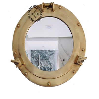 20 Inch Antique Style Decorative Round Aluminium Porthole Wall Mirrors for Bedroom Living Room Decorative Face Mirror Maritime Home Decor & Gifts