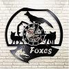 Vinyl Clock Non Ticking Wall Clock Fox Family Wall Clock Modern Design Wild Animal Vinyl Record Wall Clock 3D Hanging Clockes Handmade Nursery Decor for Kids 12 inches view 2