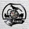 Vinyl Clock Non Ticking Wall Clock Fox Family Wall Clock Modern Design Wild Animal Vinyl Record Wall Clock 3D Hanging Clockes Handmade Nursery Decor for Kids 12 inches view 3
