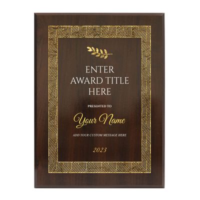 9" x 12" Custom Wall Plaque for Awards and Recognition, High Gloss Cherry Finish Plaque With Keyholed Back For Vertical and Horizontal Hanging, Personalized Plaque for Office Wall Decor (Design F)