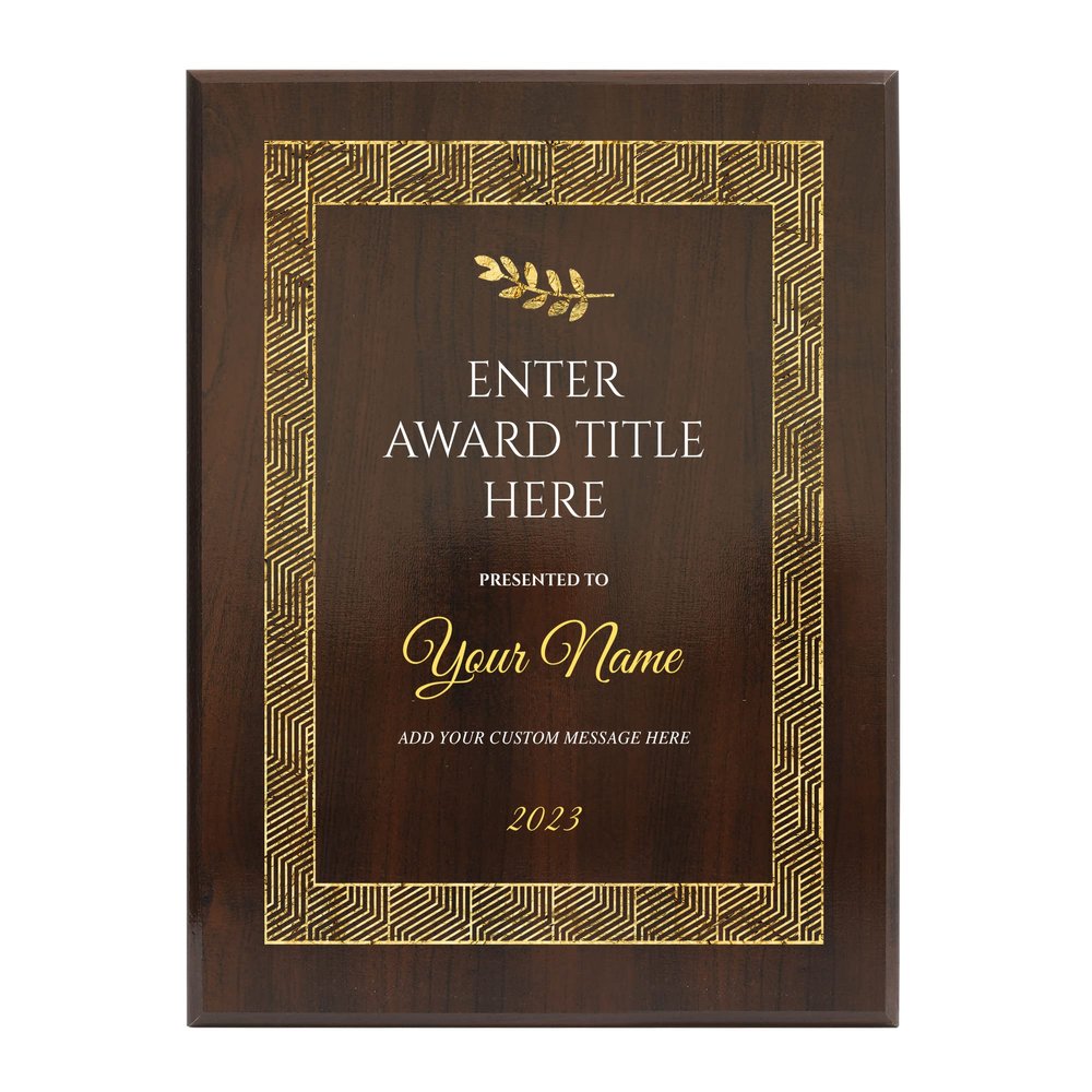 9" x 12" Custom Wall Plaque for Awards and Recognition, High Gloss Cherry Finish Plaque With Keyholed Back For Vertical and Horizontal Hanging, Personalized Plaque for Office Wall Decor (Design F)