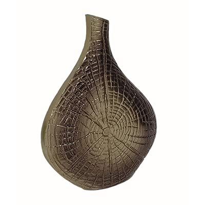 A&B Home Textured Golden Aluminum Vase - Decorative Metal Vase, Tabletop Home Dcor, Living Room Sideboard Coffee Table Hallway Entryway Console Table Accent Piece, 9" x 3" x 11"