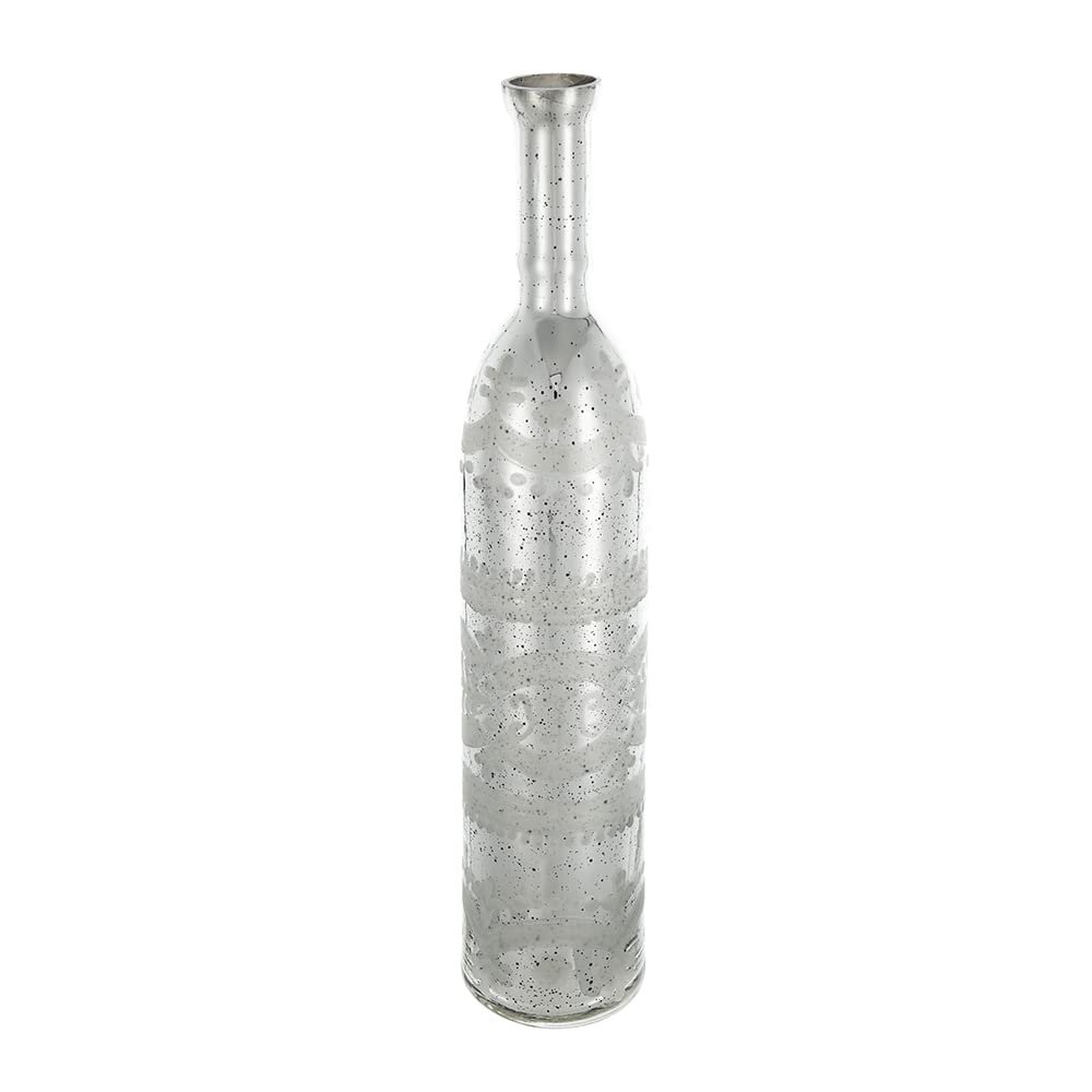 A&B Home Antique Silver Vase - Large Decorative Speckled Glass Vase, Tabletop Home Dcor, Living Room Sideboard Coffee Table Hallway Entryway Console Table Accent Piece, 5" x 5" x 25"