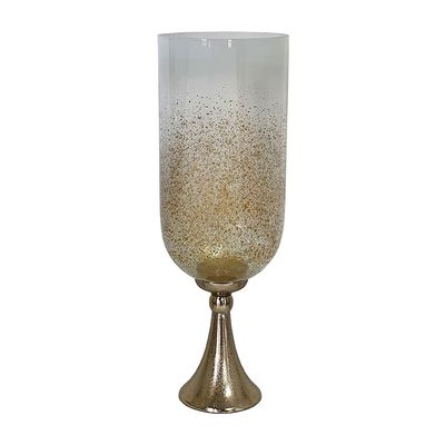 A&B Home Gold Speck Vase - Decorative Speckled Glass Vase with Gold Base, Tabletop Home Dcor, Living Room Sideboard Coffee Table Hallway Entryway Console Table Accent Piece, 6" x 6" x 18"