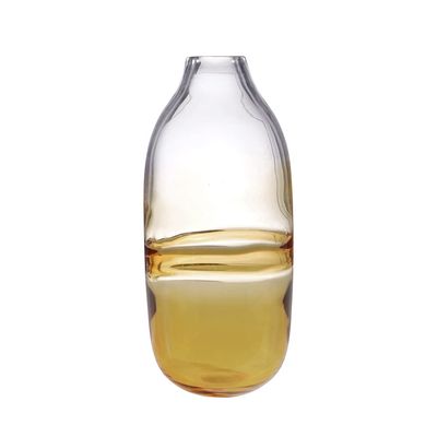 A&B Home Amber Two Tone Vase - Decorative Glass Vase, Tabletop Home Dcor, Living Room Sideboard Coffee Table Hallway Entryway Console Table Accent Piece, 6" x 6" x 14"