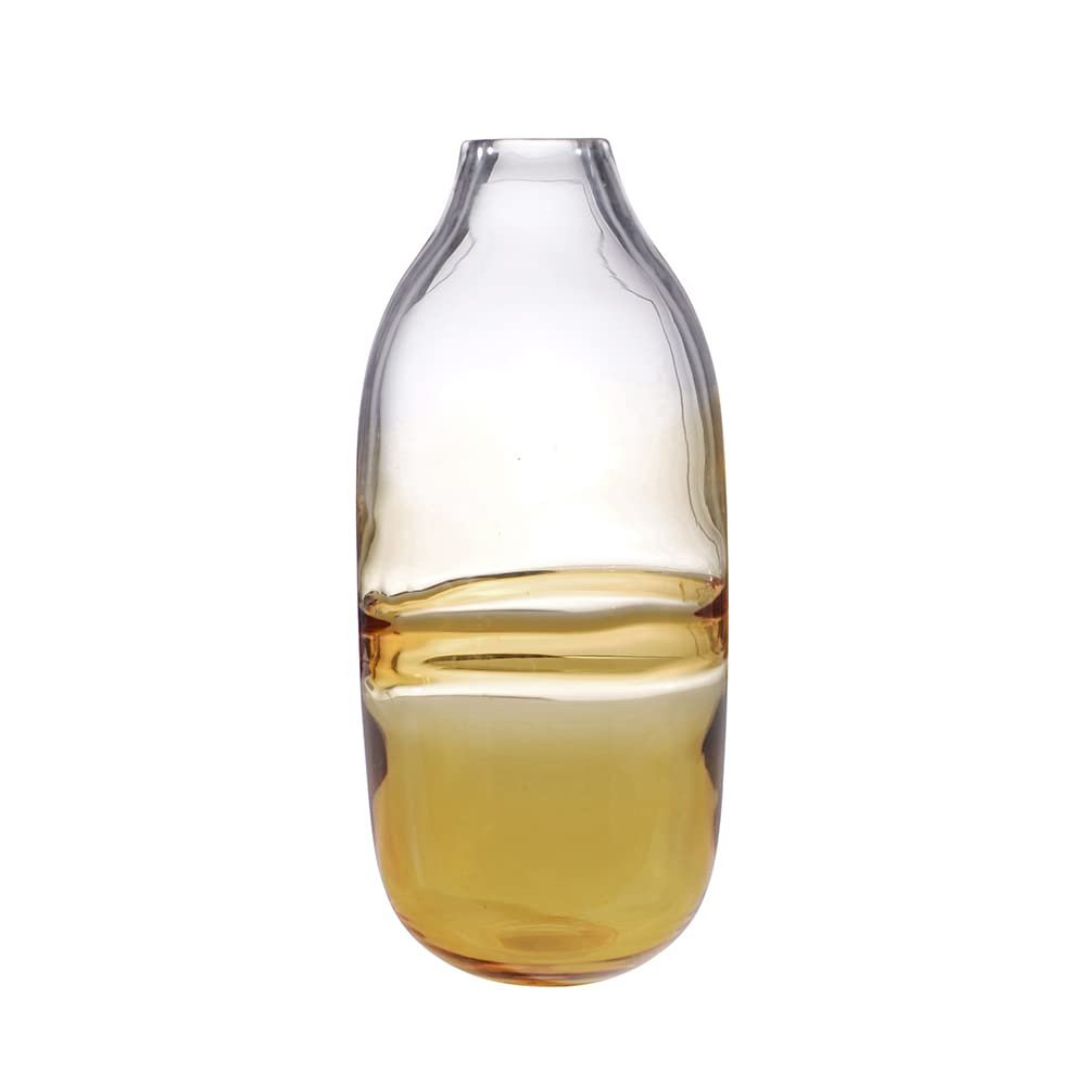 A&B Home Amber Two Tone Vase - Decorative Glass Vase, Tabletop Home Dcor, Living Room Sideboard Coffee Table Hallway Entryway Console Table Accent Piece, 6" x 6" x 14"