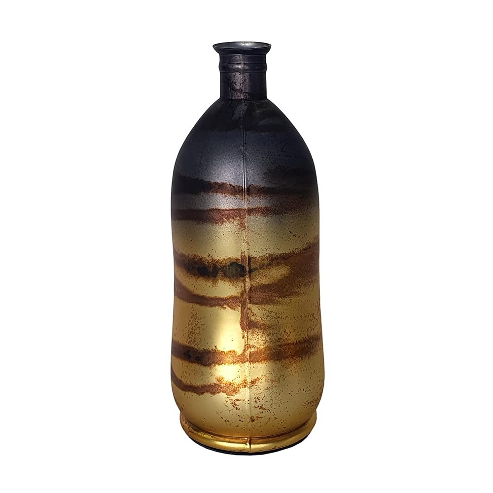 A&B Home Black and Gold Abstract Vase - Irregular Shape Decorative Glass Vase, Tabletop Home Dcor, Living Room Sideboard Coffee Table Hallway Entryway Console Table Accent Piece, 5" x 5" x 14"